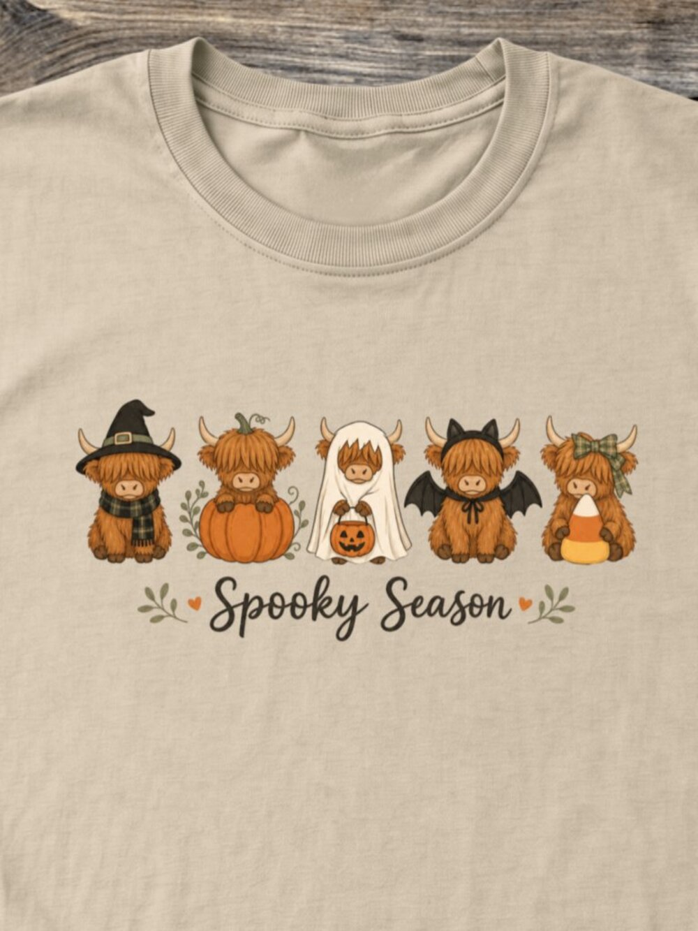 Highland Cow TShirt Graphic Tee Unisex Spooky Season Halloween Fall Pumpkins